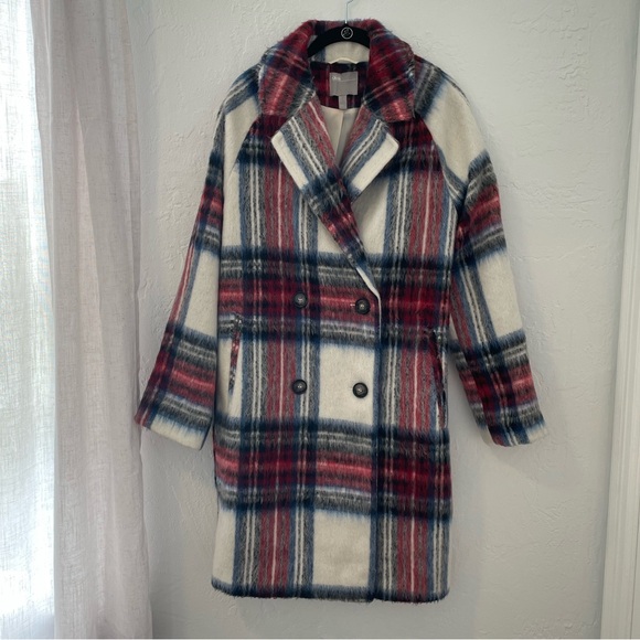 ASOS Red and Blue Plaid Trench Coat - Picture 4 of 16
